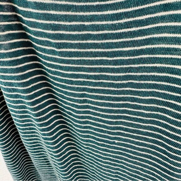 Lou & Grey Green White Stripe Linen Blend Dress Size S - Picture 2 of 4